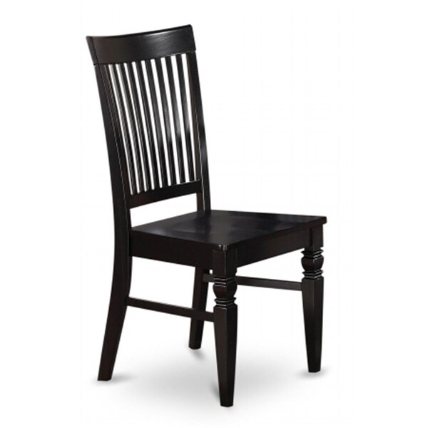 East West Furniture Weston Dining Chair with Wood Seat in Black Finish